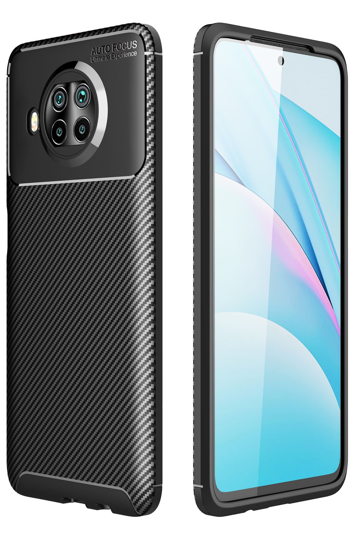 Redmi Note 9 Pro 5G Kılıf Auto Focus Karbon Kapak - Siyah