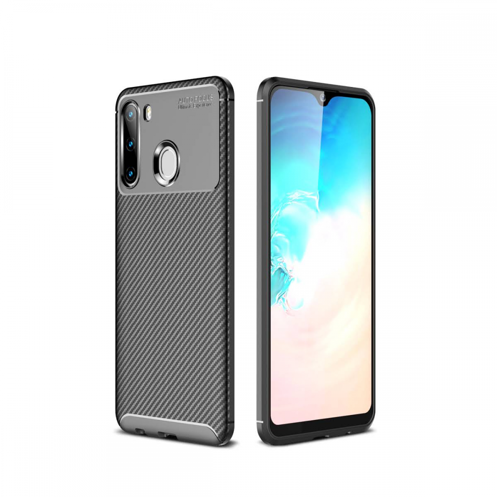  Samsung Galaxy A21 Kılıf Auto Focus Karbon Kapak - Siyah