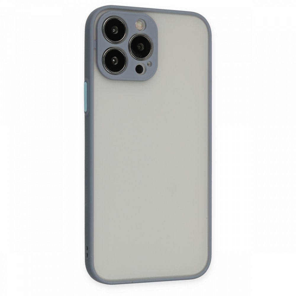  iPhone 13 Pro Max Kılıf Montreal Silikon Kapak - Gri