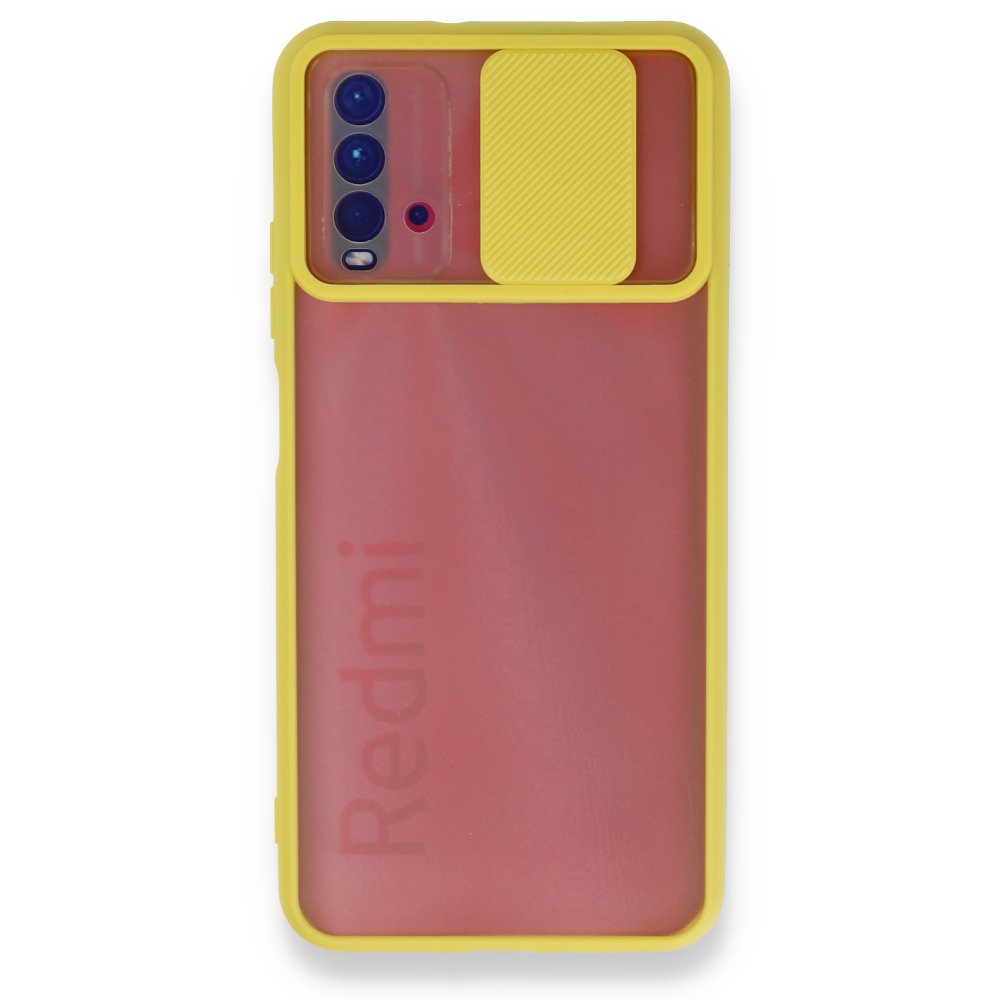 Redmi 9T Kılıf Palm Buzlu Kamera Sürgülü Silikon - Sarı
