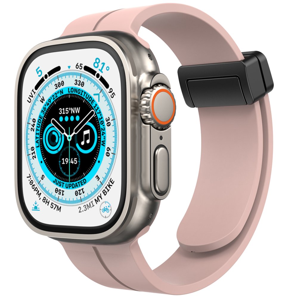  Apple Watch 45mm KR412 Elegance Stylısh Kordon - Pudra