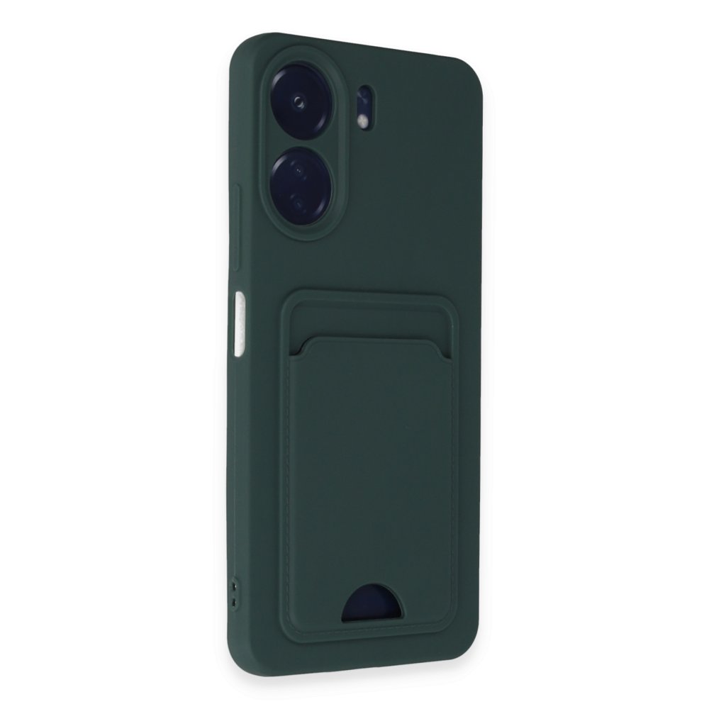  Xiaomi Poco C65 Kılıf Kelvin Kartvizitli Silikon - Koyu Yeşil