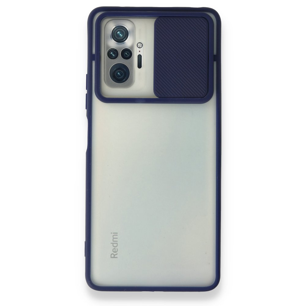 Redmi Note 10 Pro Kılıf Palm Buzlu Kamera Sürgülü Silikon - Lacivert