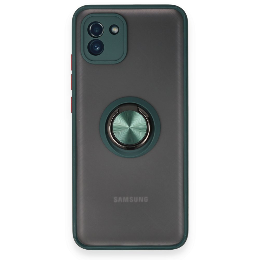  Samsung Galaxy A03 Kılıf Montreal Yüzüklü Silikon Kapak - Yeşil