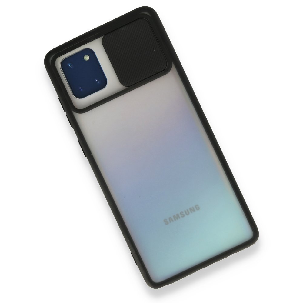  Samsung Galaxy A81 / Note 10 Lite Kılıf Palm Buzlu Kamera Sürgülü Silikon - Siyah