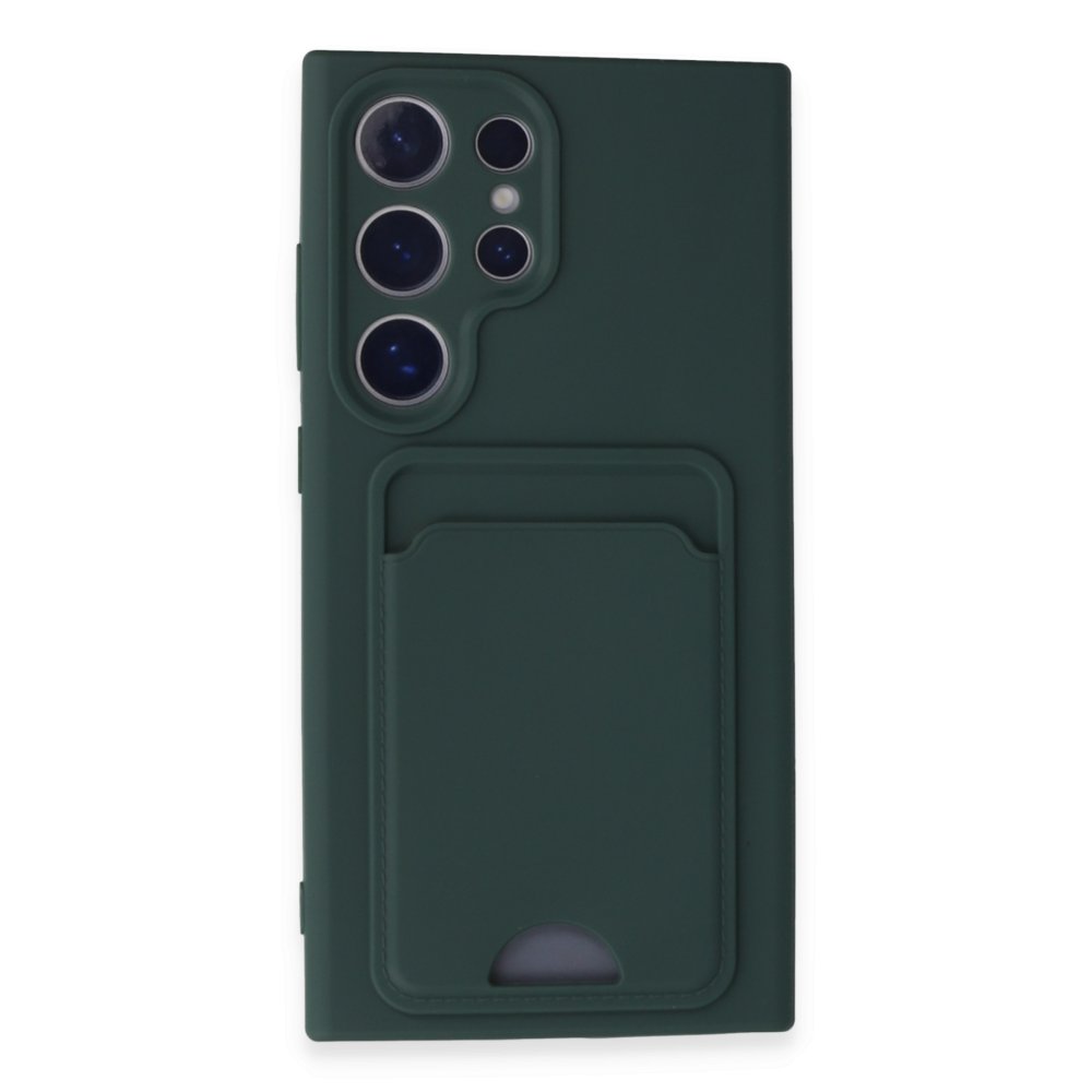  Samsung Galaxy S24 Ultra Kılıf Kelvin Kartvizitli Silikon - Koyu Yeşil
