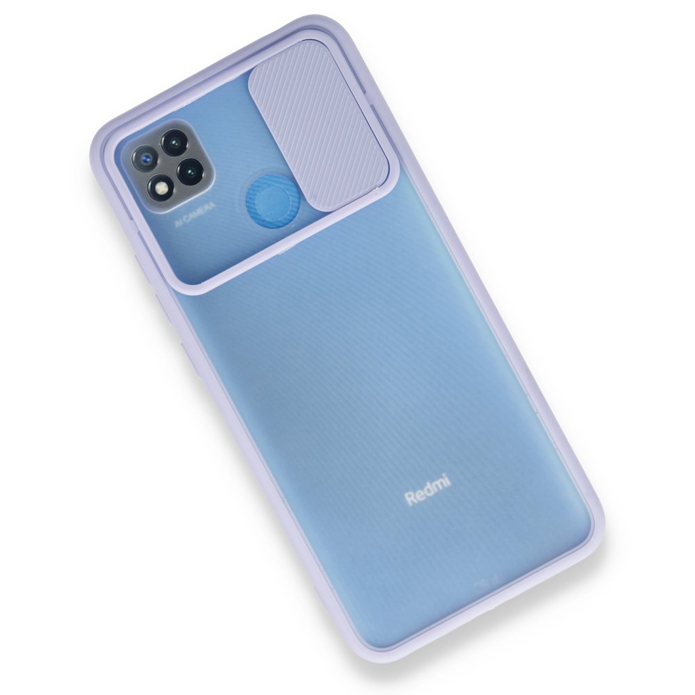Redmi 9C Kılıf Palm Buzlu Kamera Sürgülü Silikon - Lila