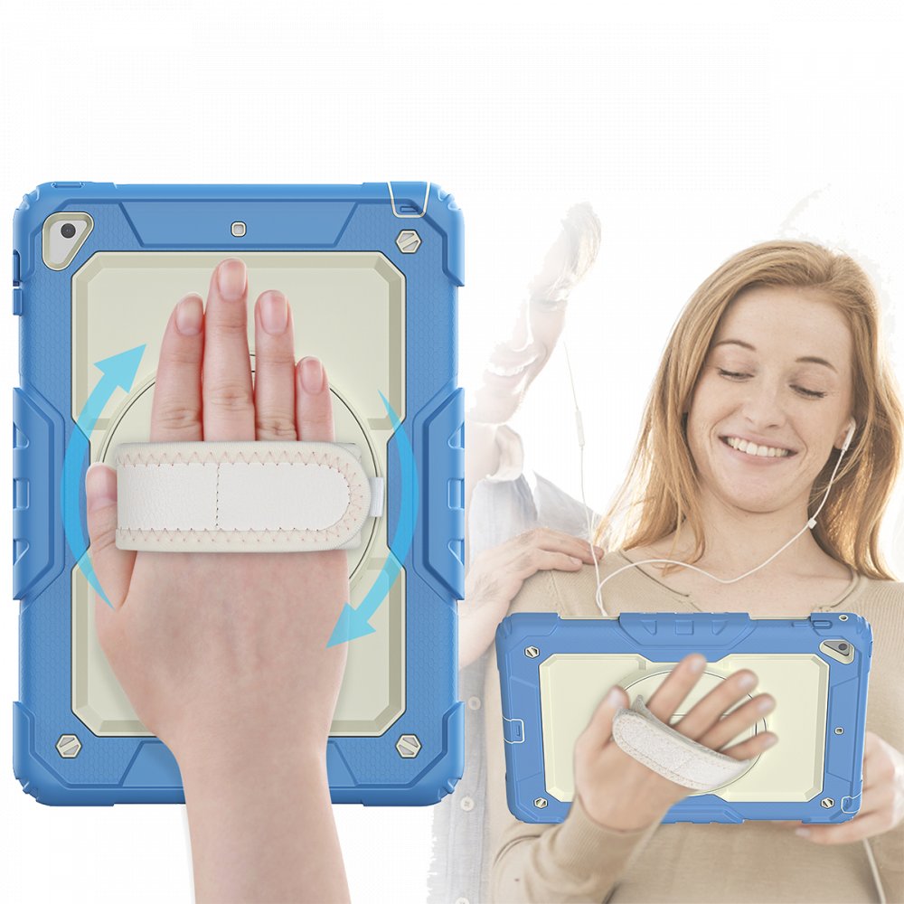  iPad 9.7 (2017) Kılıf Strap New Tablet Kapak - Mavi