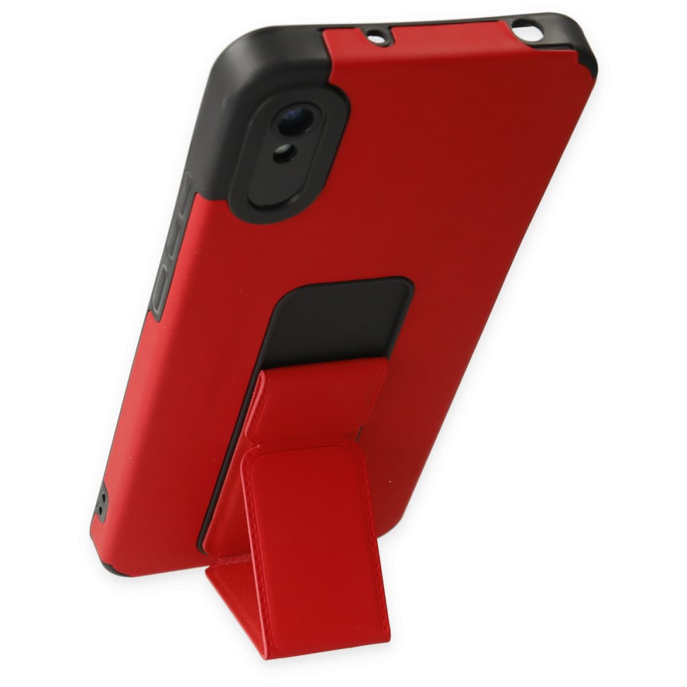 Redmi 9A Kılıf Mega Standlı Silikon - Kırmızı Redmi 9A Kılıf Mega Standlı Silikon - Kırmızı