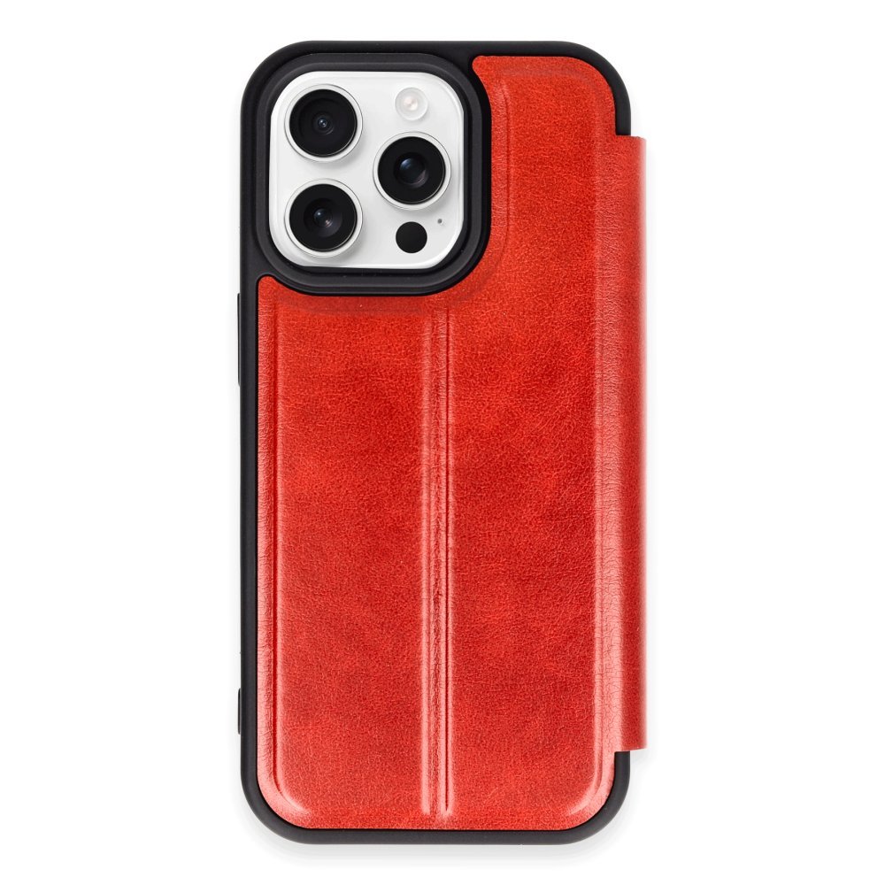  iPhone 15 Pro Max Kılıf Flip Cover - Kırmızı