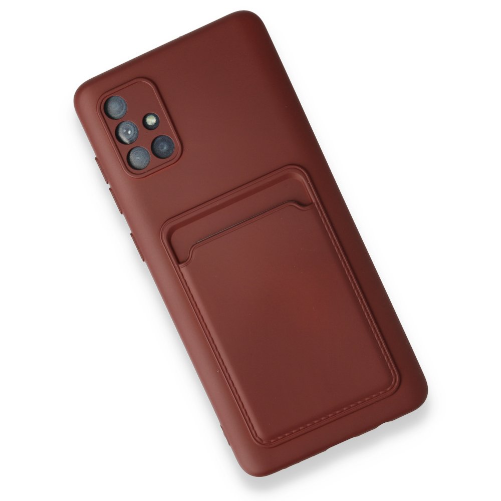  Samsung Galaxy A71 Kılıf Kelvin Kartvizitli Silikon - Bordo
