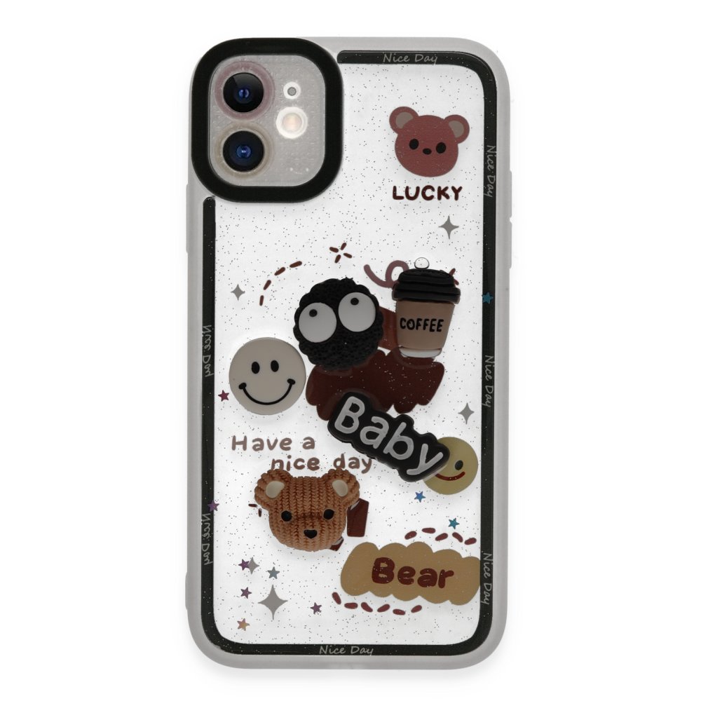  iPhone 11 Kılıf Sweet Desenli Silikon Kapak - Sarı