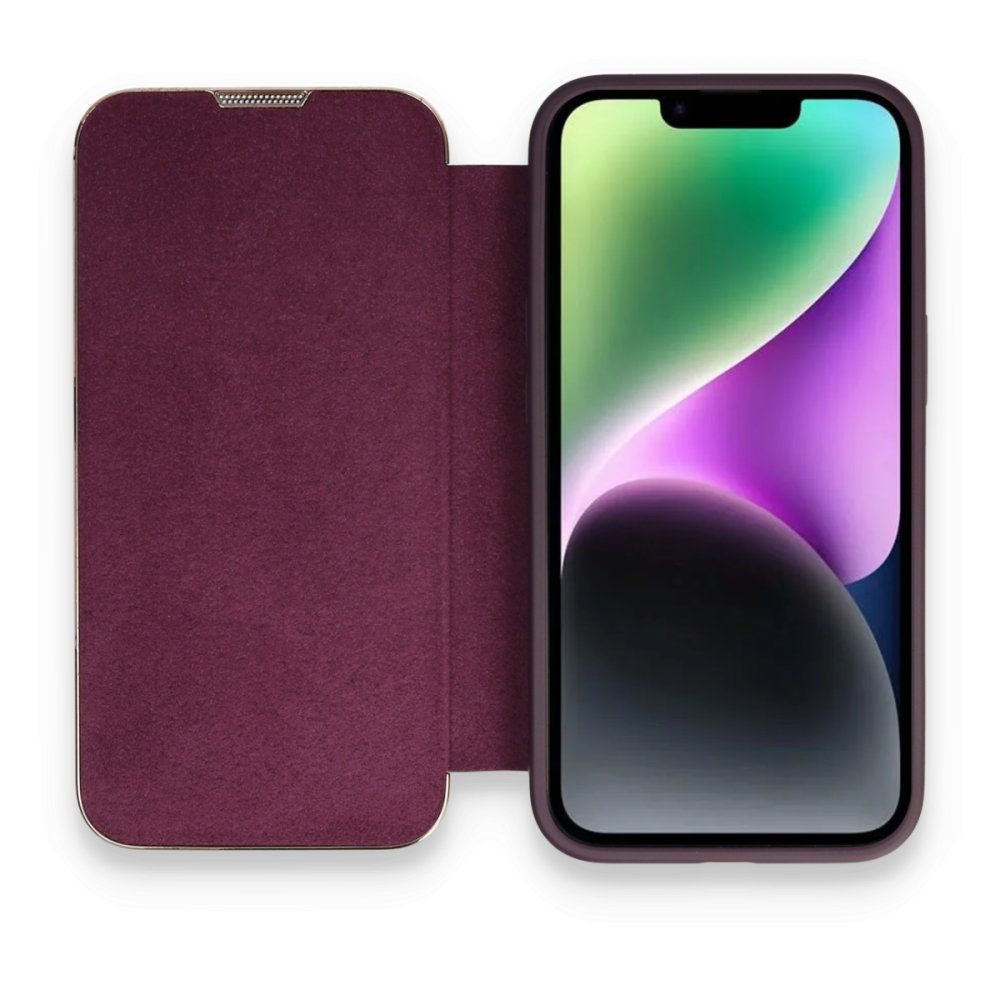 iPhone 14 Pro Kılıf Dolpin Kapaklı - Derin Mor  iPhone 14 Pro Kılıf Dolpin Kapaklı - Derin Mor