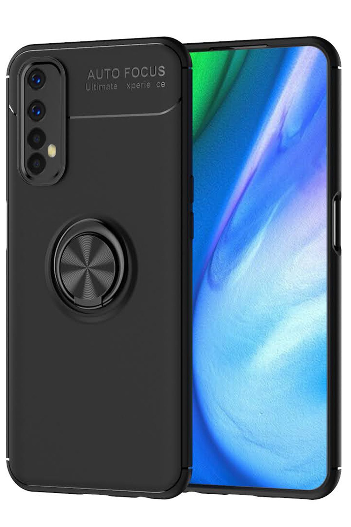 Realme 7 Kılıf Range Yüzüklü Silikon - Siyah Realme 7 Kılıf Range Yüzüklü Silikon - Siyah