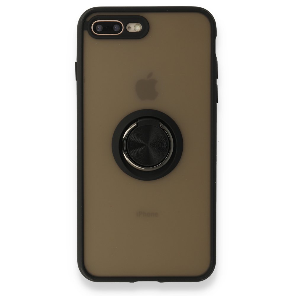  iPhone 7 Plus Kılıf Montreal Yüzüklü Silikon Kapak - Siyah