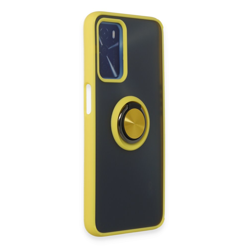 Oppo A55 Kılıf Montreal Yüzüklü Silikon Kapak - Sarı Oppo A55 Kılıf Montreal Yüzüklü Silikon Kapak - Sarı