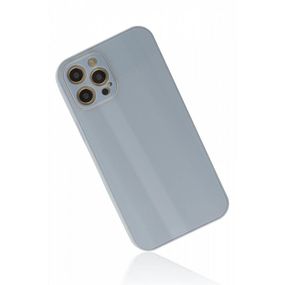  iPhone 12 Pro Max Kılıf Glass Kapak - Sky Blue