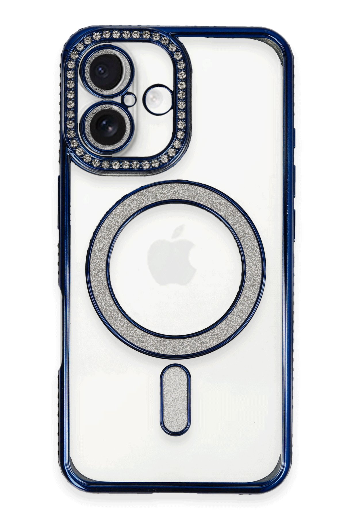  iPhone 16 Plus Kılıf Joke Simli Magneticsafe Kılıf - Lacivert