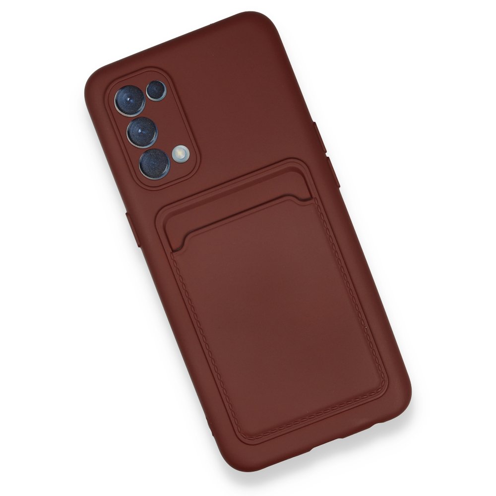  Oppo Reno 5 Kılıf Kelvin Kartvizitli Silikon - Bordo