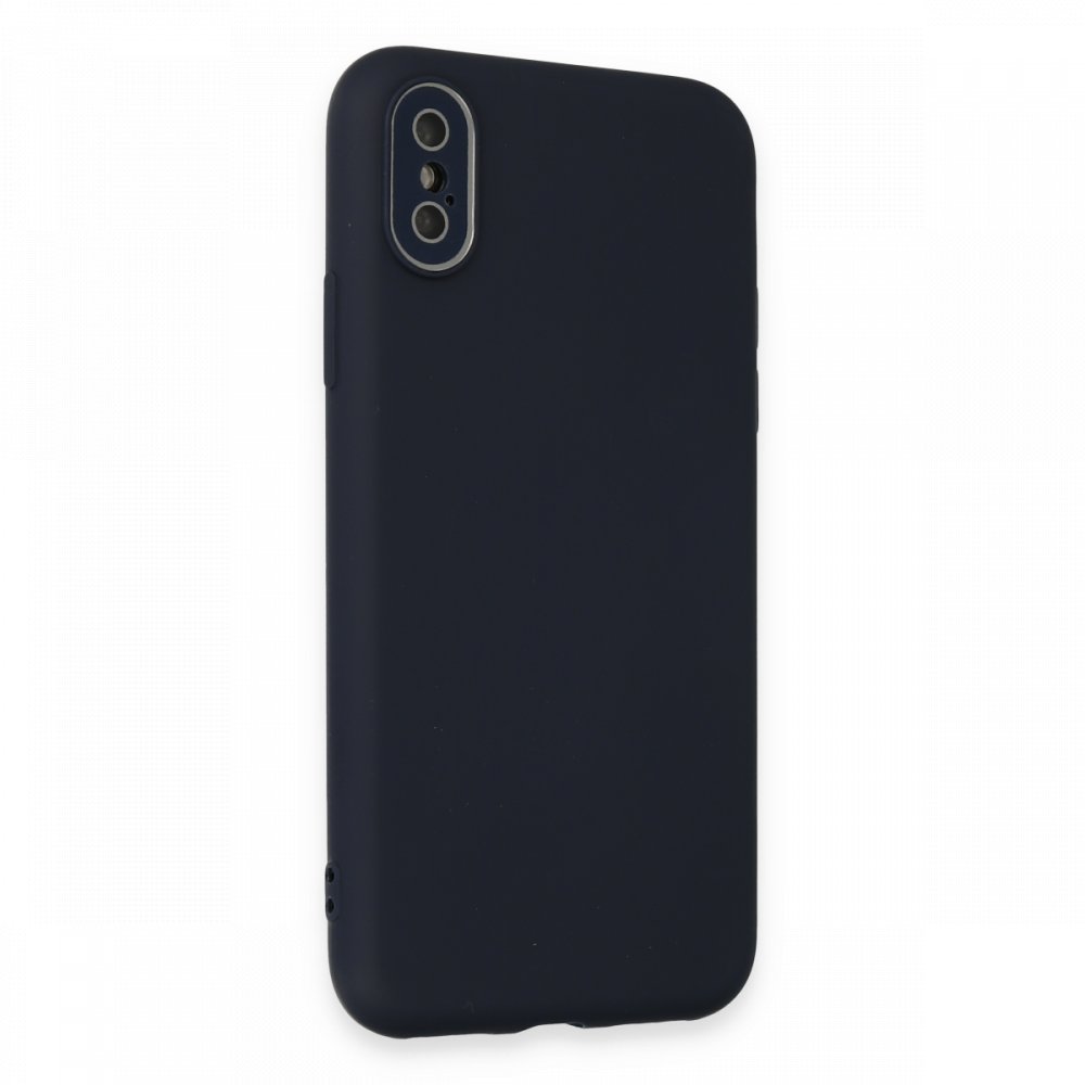  iPhone XS Kılıf Lansman Glass Kapak - Lacivert