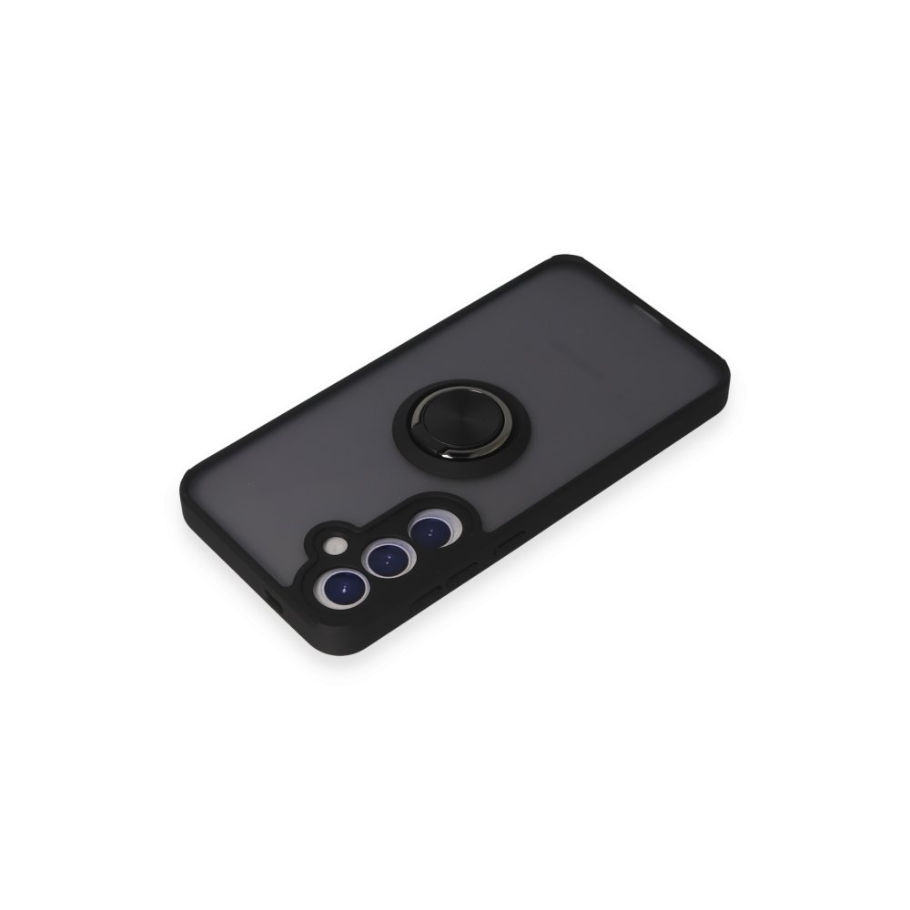  Samsung Galaxy S24 Kılıf Montreal Yüzüklü Silikon Kapak - Siyah