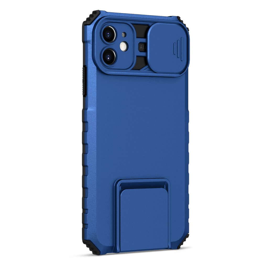  iPhone 11 Kılıf Walker Standlı Kapak - Mavi