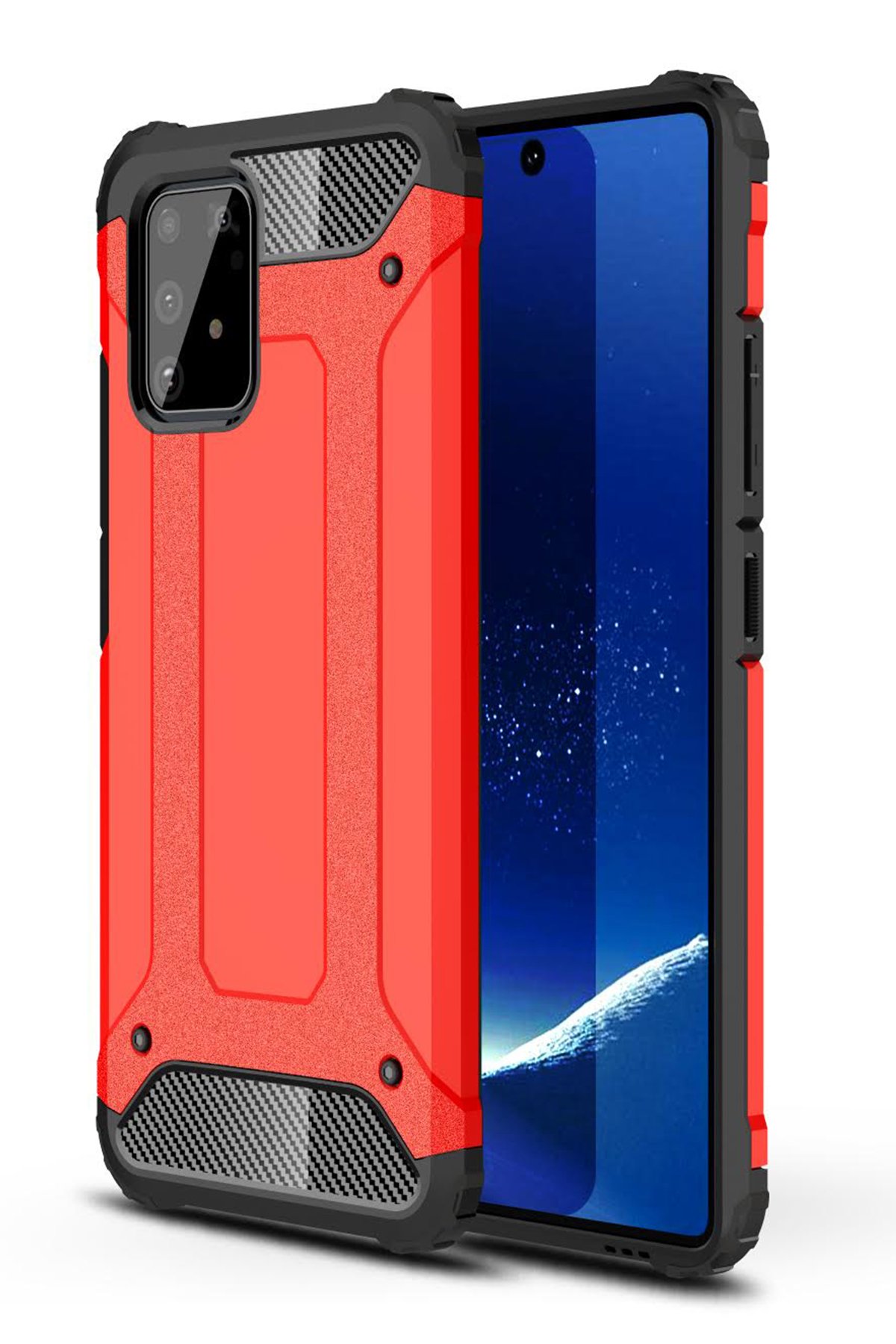  Samsung Galaxy A91 / S10 Lite Kılıf Tank Silikon Kapak - Kırmızı