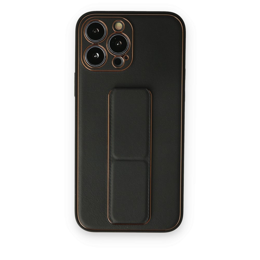  iPhone 14 Pro Kılıf Coco Deri Standlı Kapak - Siyah