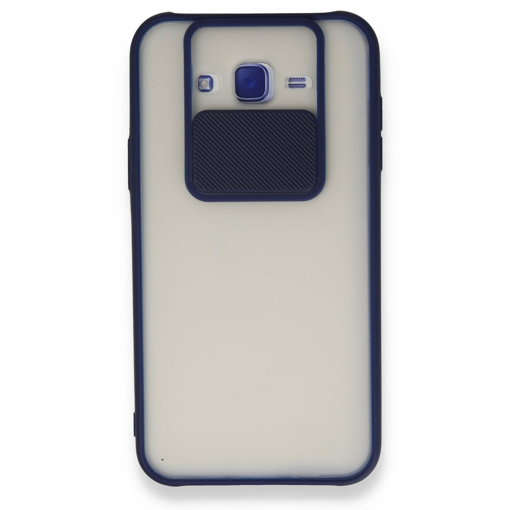  Samsung Galaxy J7 Kılıf Palm Buzlu Kamera Sürgülü Silikon - Lacivert
