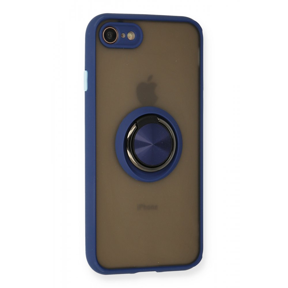  iPhone 7 Kılıf Montreal Yüzüklü Silikon Kapak - Lacivert