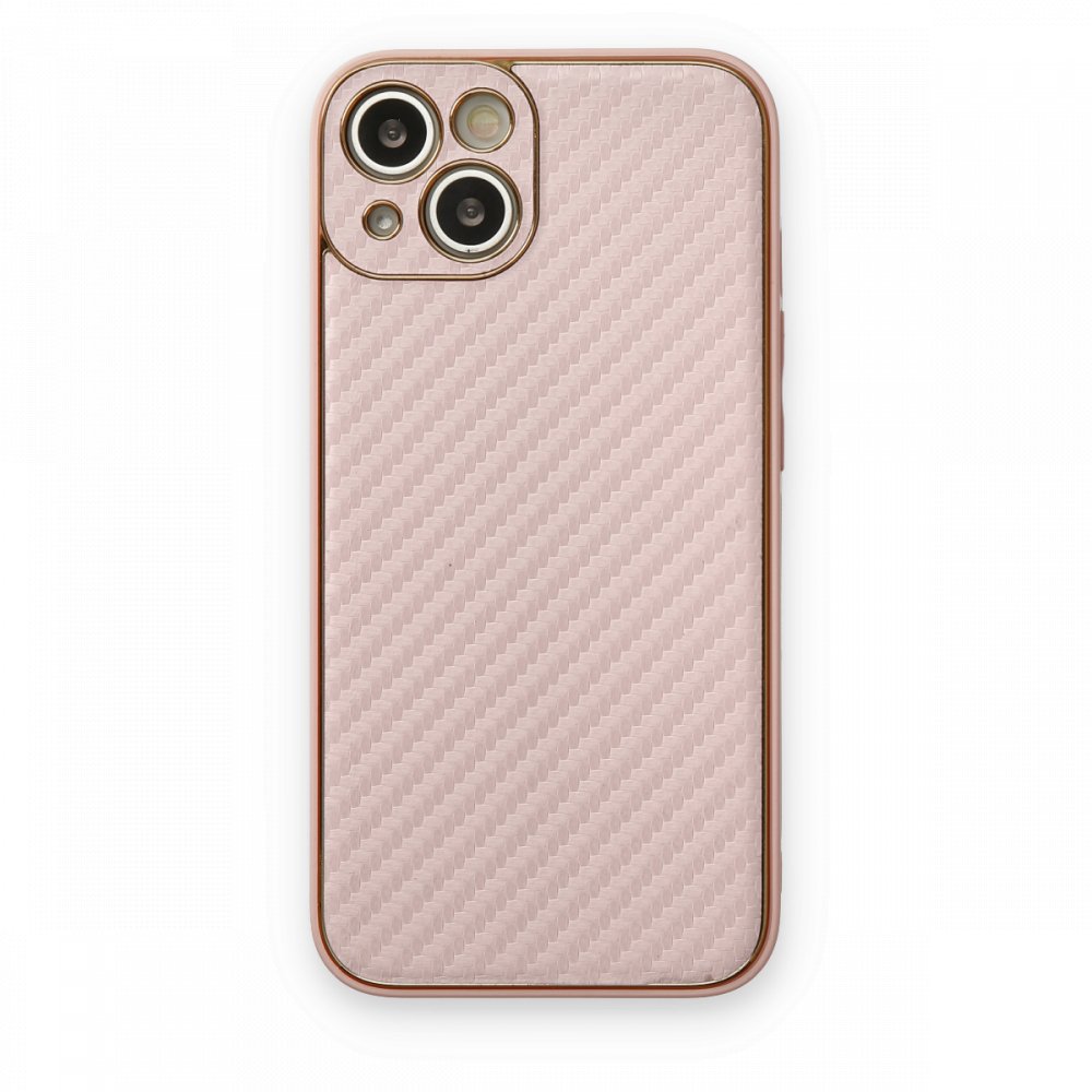 iPhone 13 Kılıf Coco Karbon Silikon - Pembe  iPhone 13 Kılıf Coco Karbon Silikon - Pembe