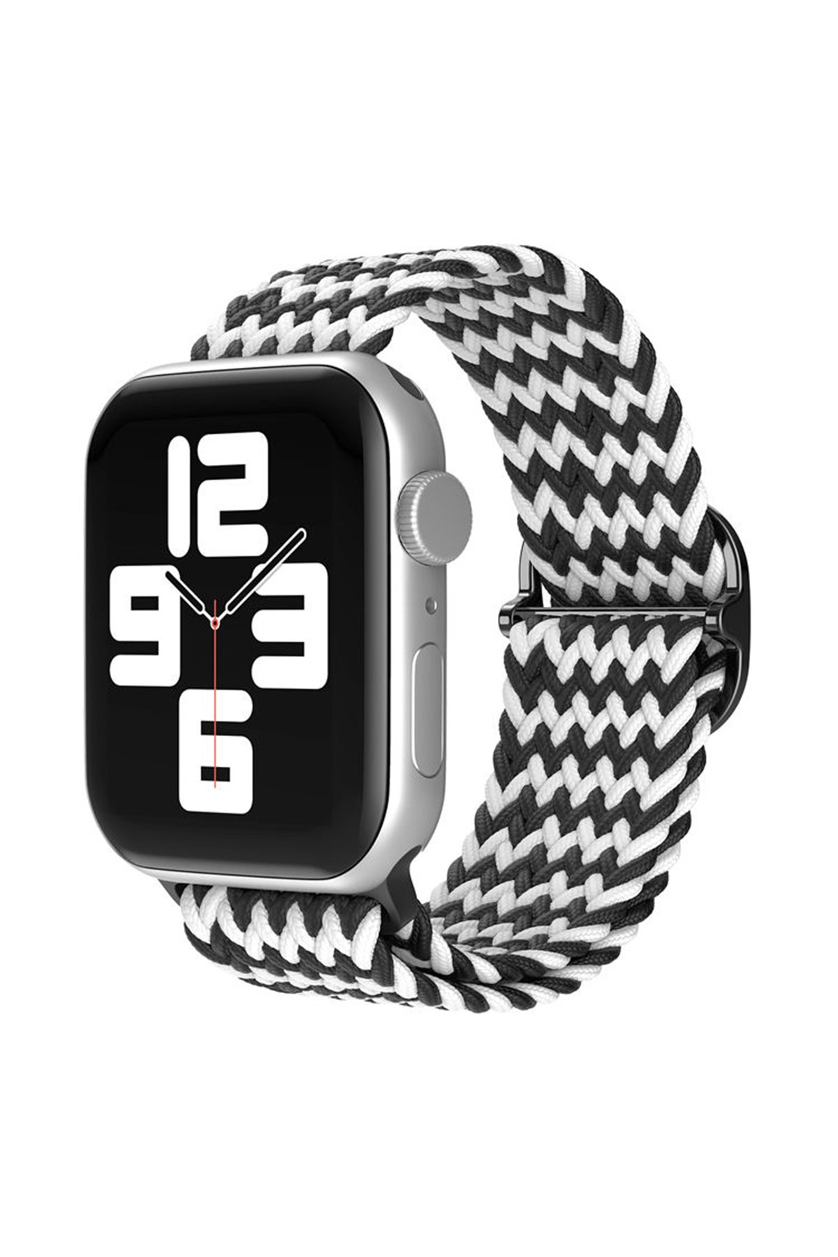 Apple Watch 45mm Star Kordon - Zigzag Siyah-Beyaz Apple Watch 45mm Star Kordon - Zigzag Siyah-Beyaz