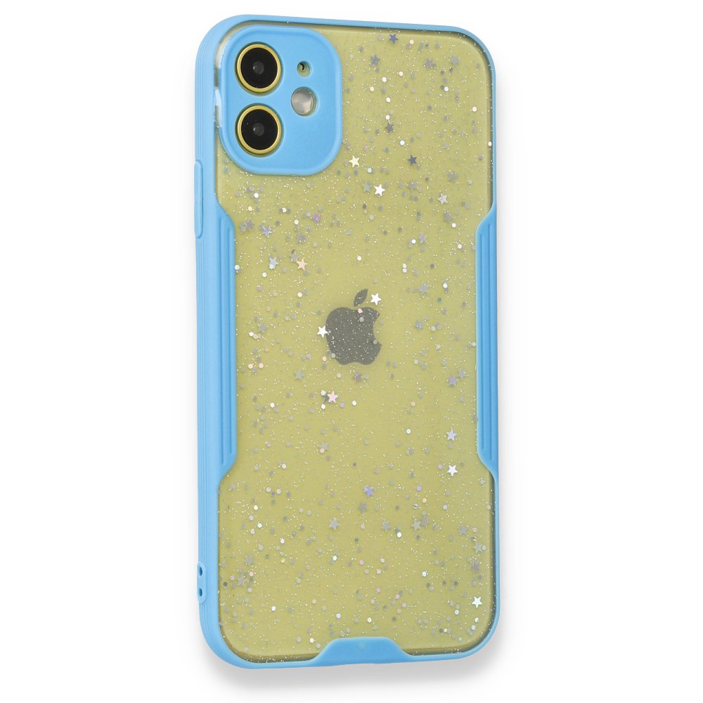 iPhone 12 Mini Kılıf Platin Simli Silikon - Mavi  iPhone 12 Mini Kılıf Platin Simli Silikon - Mavi