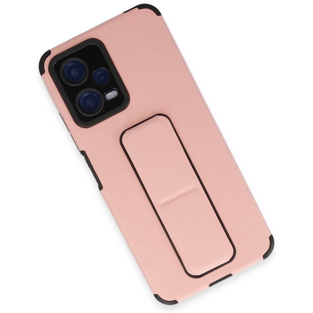 Redmi Note 12 5G Kılıf Mega Standlı Silikon - Pudra Redmi Note 12 5G Kılıf Mega Standlı Silikon - Pudra