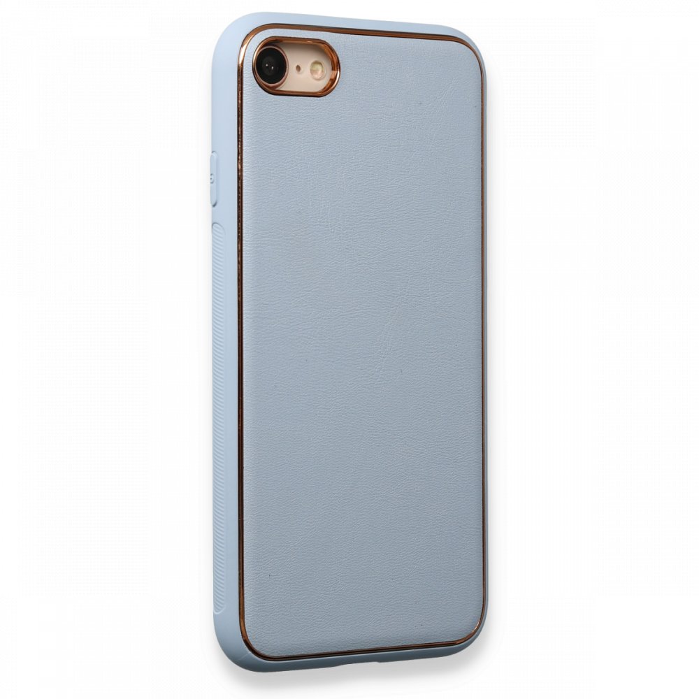  iPhone 7 Kılıf Coco Deri Silikon Kapak - Açık Mavi