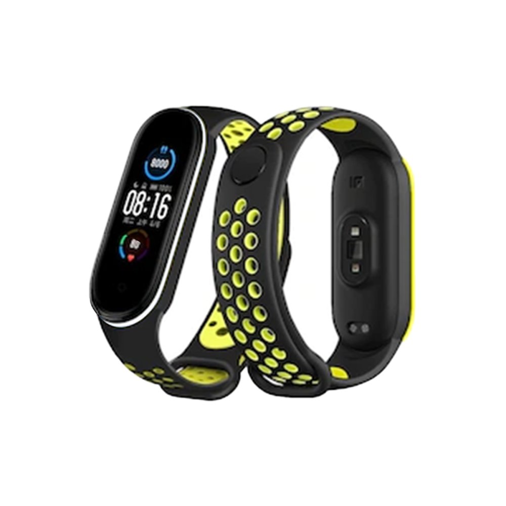  Xiaomi Mi Band 3 Spor Delikli Kordon - Siyah-Yeşil-Beyaz