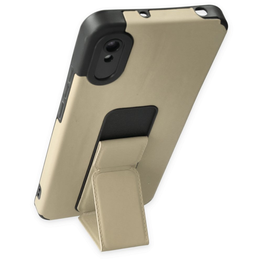 Redmi 9A Kılıf Mega Standlı Silikon - Gold Redmi 9A Kılıf Mega Standlı Silikon - Gold