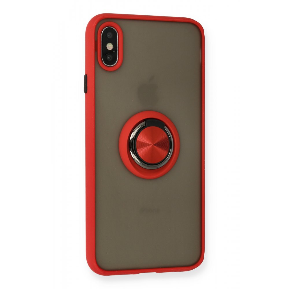 iPhone XS Max Kılıf Montreal Yüzüklü Silikon Kapak - Kırmızı  iPhone XS Max Kılıf Montreal Yüzüklü Silikon Kapak - Kırmızı