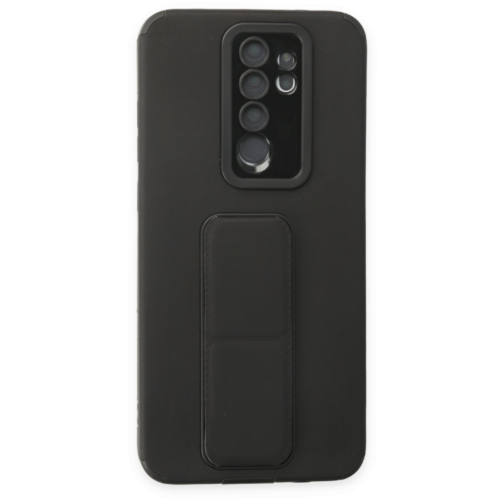 Redmi Note 8 Pro Kılıf Mega Standlı Silikon - Siyah