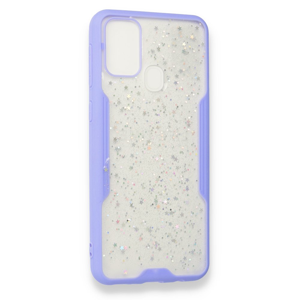  Samsung Galaxy M31 Kılıf Platin Simli Silikon - Lila