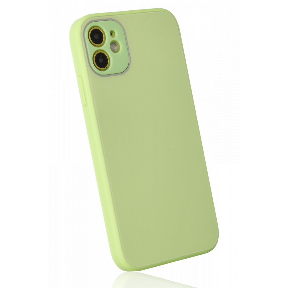 iPhone 12 Kılıf Glass Kapak - Açık Yeşil iPhone 12 Kılıf Glass Kapak - Açık Yeşil