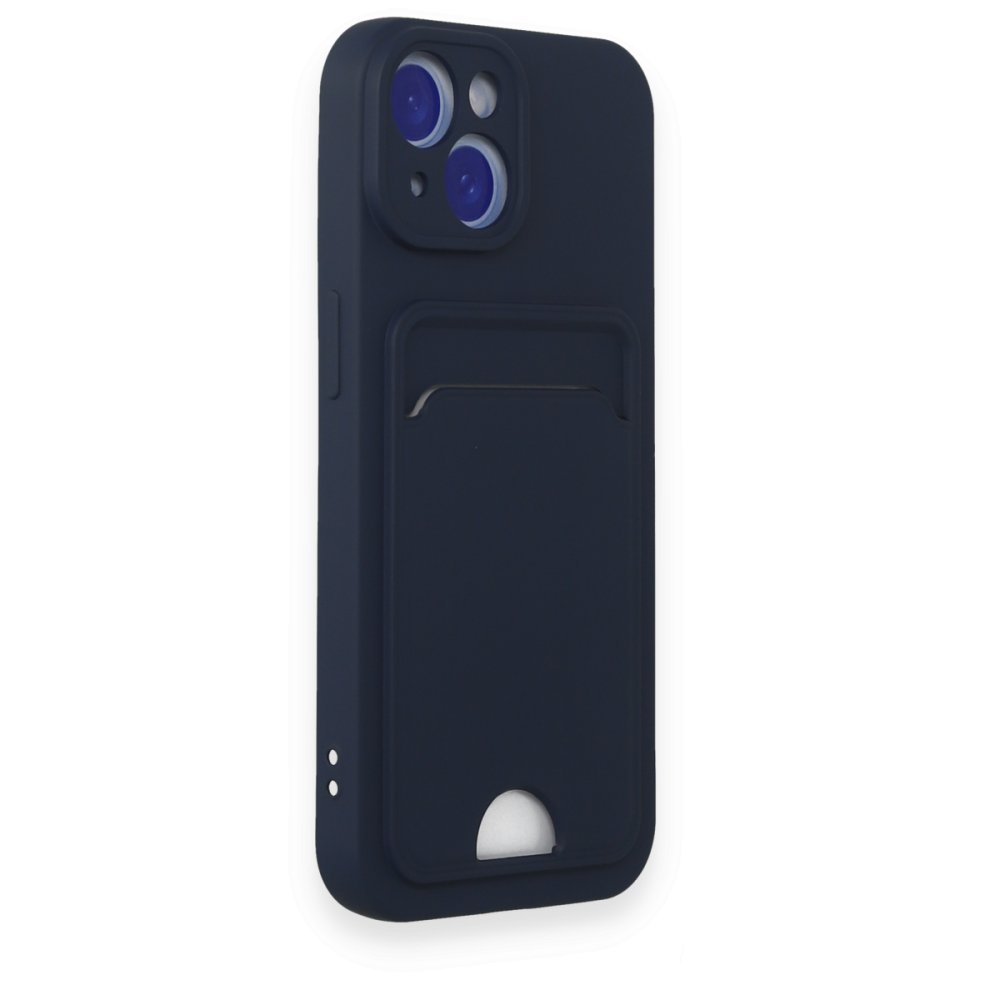  iPhone 14 Kılıf Kelvin Kartvizitli Silikon - Lacivert