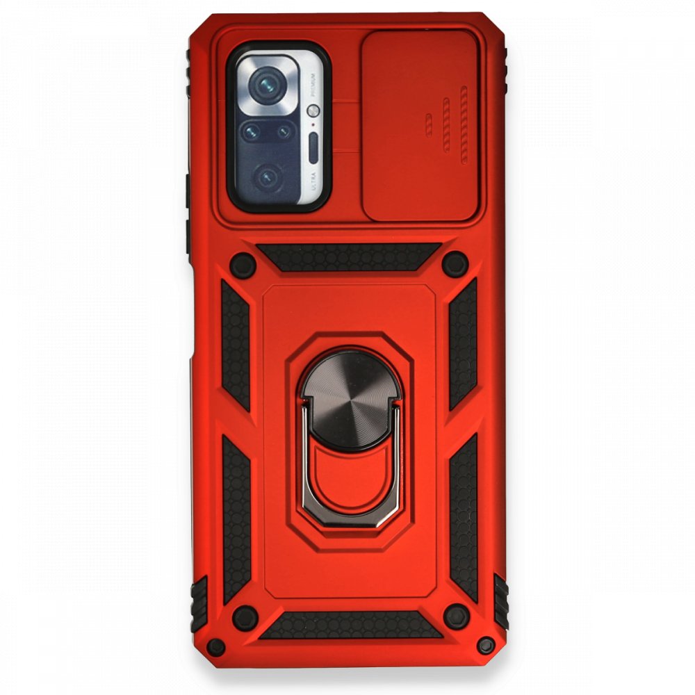 Redmi Note 10 Pro Kılıf Pars Lens Yüzüklü Silikon - Kırmızı