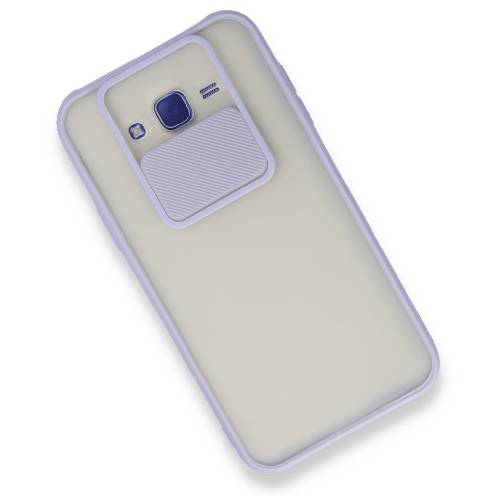  Samsung Galaxy J7 Kılıf Palm Buzlu Kamera Sürgülü Silikon - Lila