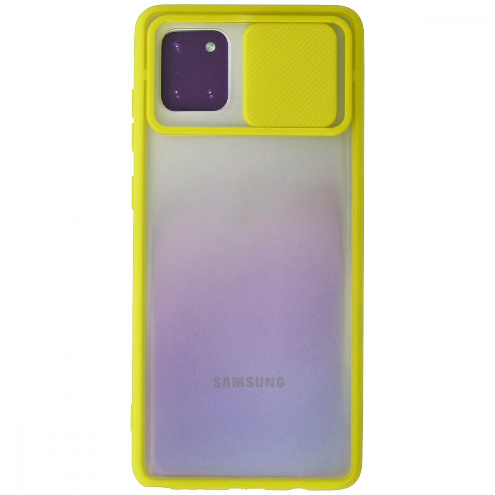  Samsung Galaxy A81 / Note 10 Lite Kılıf Palm Buzlu Kamera Sürgülü Silikon - Sarı