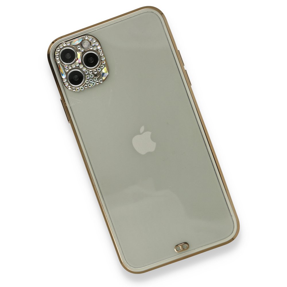  iPhone 11 Pro Kılıf Liva Taşlı Silikon - Beyaz