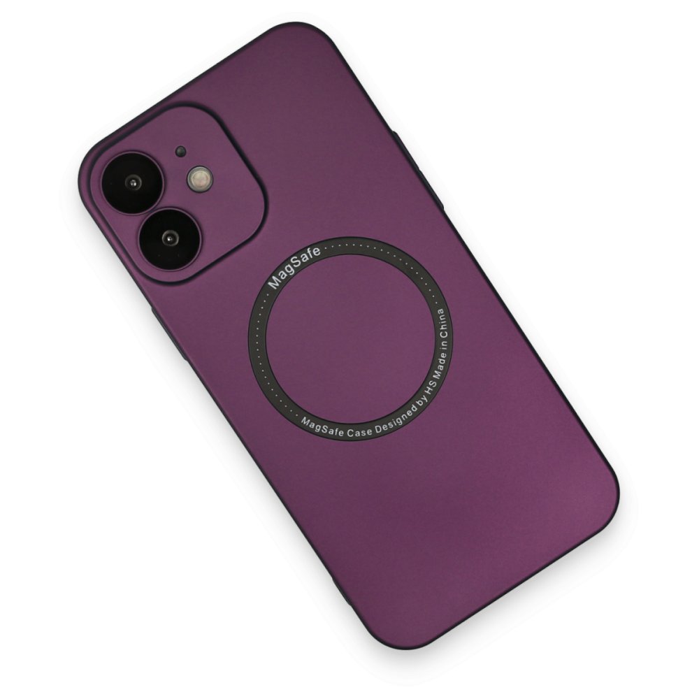  iPhone 12 Kılıf Jack Magneticsafe Lens Silikon - Mürdüm