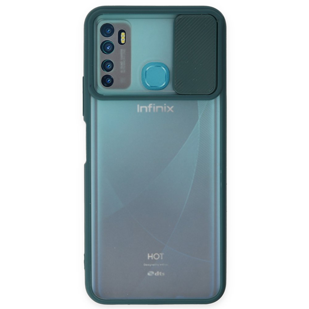  İnfinix Hot 9 Kılıf Palm Buzlu Kamera Sürgülü Silikon - Yeşil