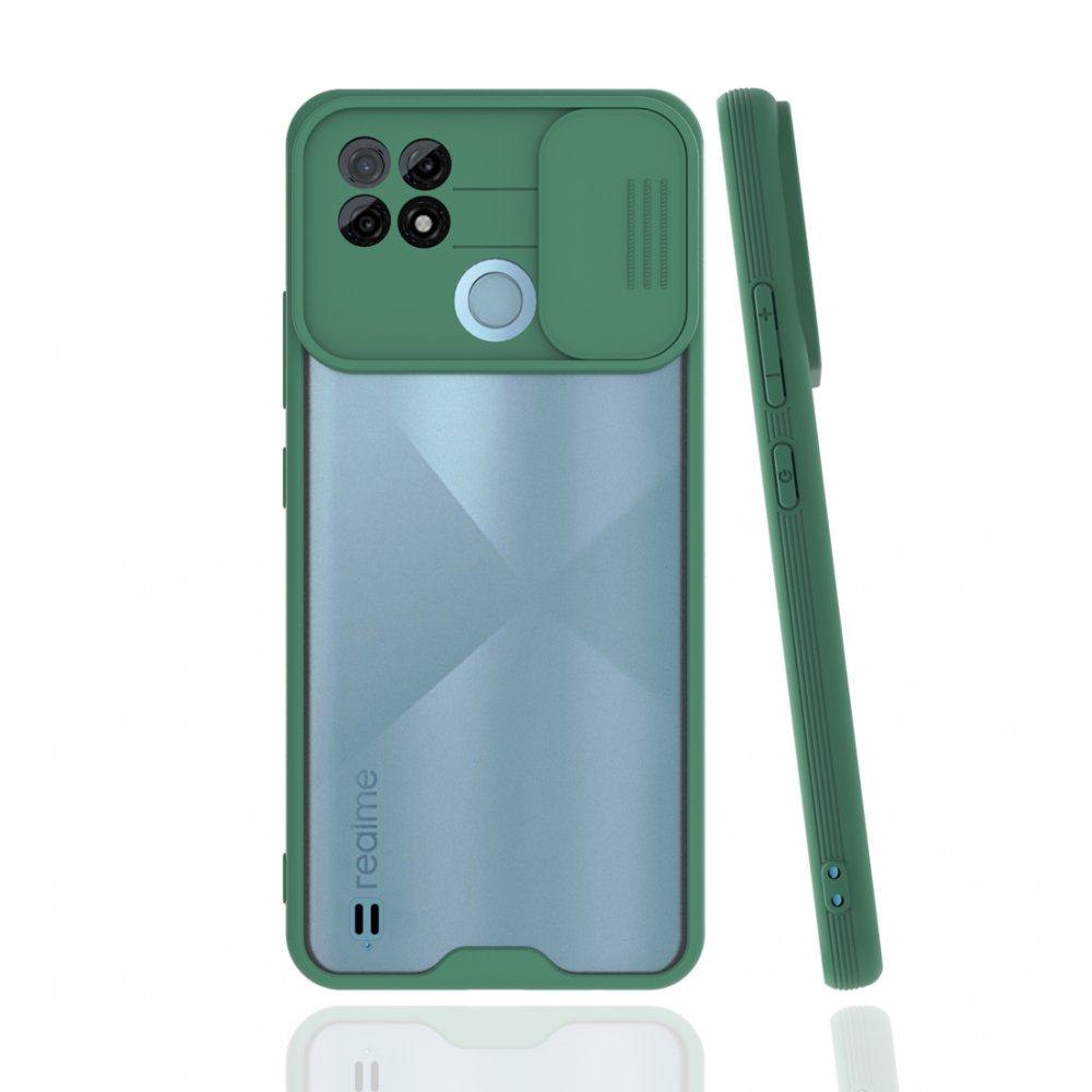  Realme C21 Kılıf Platin Kamera Koruma Silikon - Yeşil
