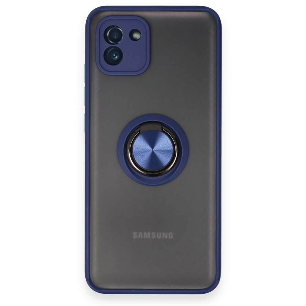  Samsung Galaxy A03 Kılıf Montreal Yüzüklü Silikon Kapak - Lacivert